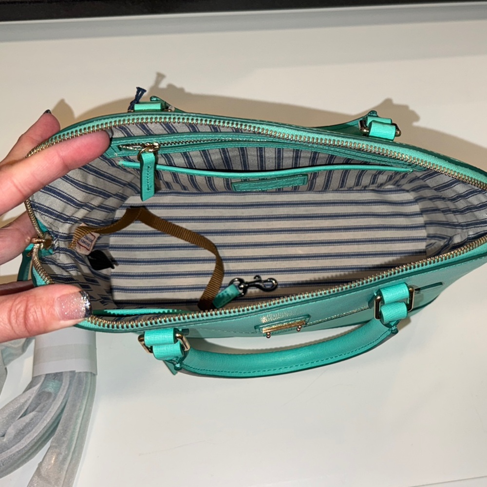 NWT Aqua Dooney & Bourke Zip Satchel & Shoulder Strap - Picture 11 of 11